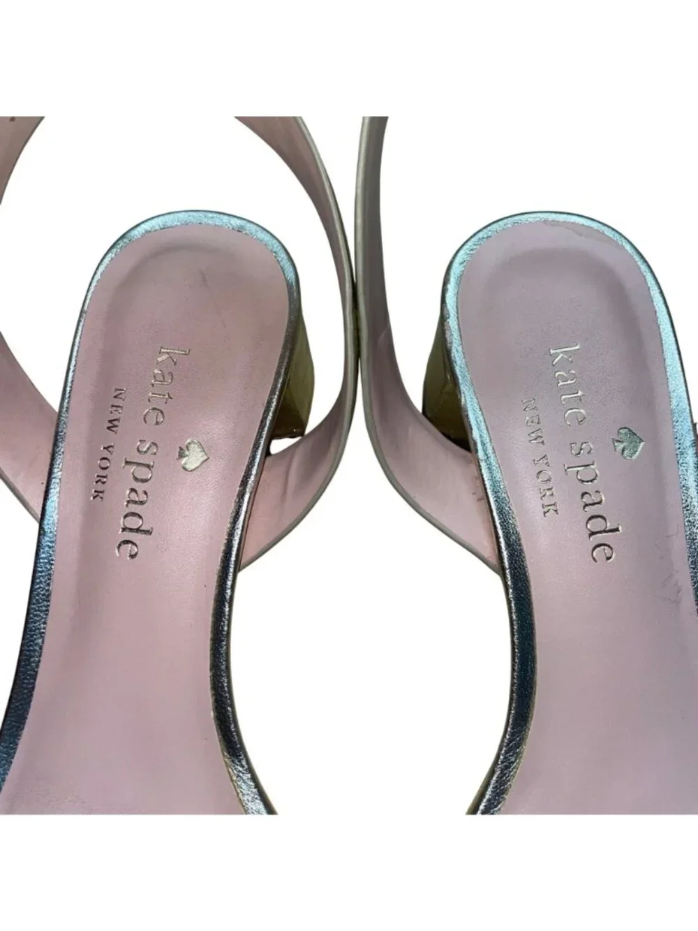 Kate Spade Women’s Metallic Gold & Pink Leather Block Heel Edie Sandals Size 6B